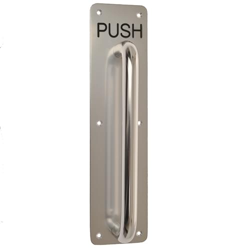 7048 300MM PAA PULL HANDLE ON PLATE ENGRAVED 'PUSH'